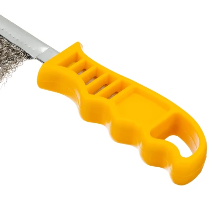 Щетка металлическая с пластмассовой ручкой, нержавеющая проволока Denzel 748287 купить в Челябинске