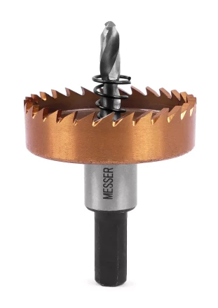 HSS-TiN коронка MESSER 45мм с центр. сверлом и толкающей пружиной для  лист. материала  до 2 мм ц/х купить в Челябинске