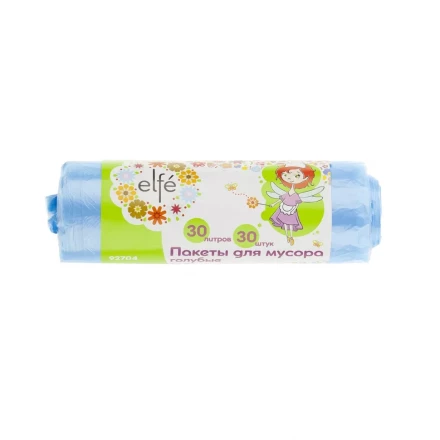 Пакеты для мусора 30 л 30 шт голубые Elfe 92704 купить в Челябинске