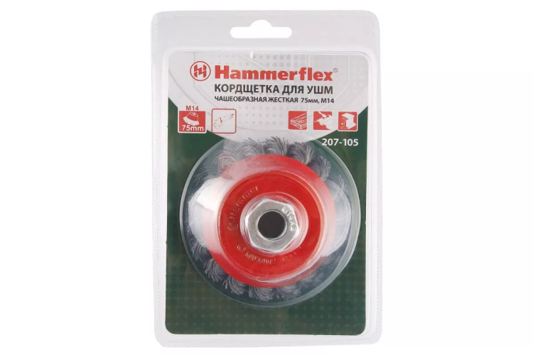Кордщетка HAMMER чаша 75мм для УШМ витая сталь (207-105) купить в Челябинске