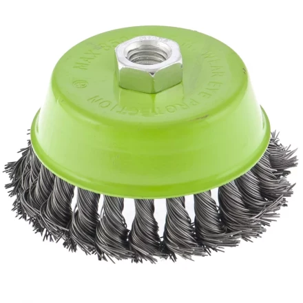 Щетка для УШМ 75 мм М14 &quot;чашка&quot; крученая металлическая проволока СИБРТЕХ 746247 купить в Челябинске