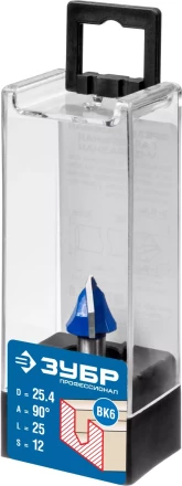 ЗУБР 25.4 x 25 мм, угол 90° мм, фреза пазовая галтельная V-образная, Профессионал (28752-25.4) купить в Челябинске