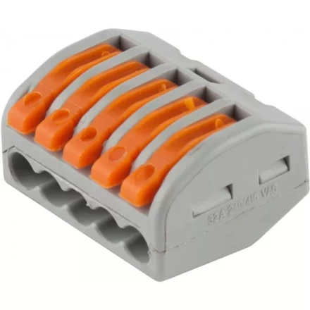 Клемма СВЕТОЗАР соединительная, разъемная, 5-и проводная, 400В, 32А, 0,5-2,5мм2/0,5-4мм2, 2шт 49190-5 купить в Челябинске