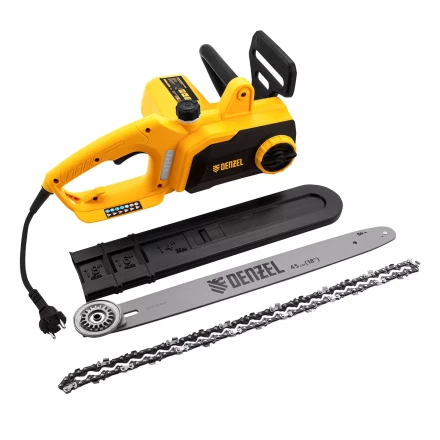 Пила цепная электрическая Denzel EDS-2200P, 2.2 кВт,поперечная, шина 45 см, шаг 3/8, паз 1.3 мм, 63 звена 95617 купить в Челябинске