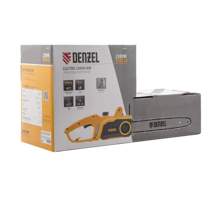 Пила цепная электрическая Denzel EDS-2200P, 2.2 кВт,поперечная, шина 45 см, шаг 3/8, паз 1.3 мм, 63 звена 95617 купить в Челябинске