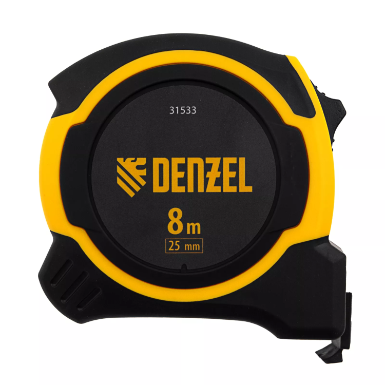 Рулетка Denzel 8м х 25мм, двухкомп. корпус, магнитный обрезиненный зацеп, 31533 купить в Челябинске