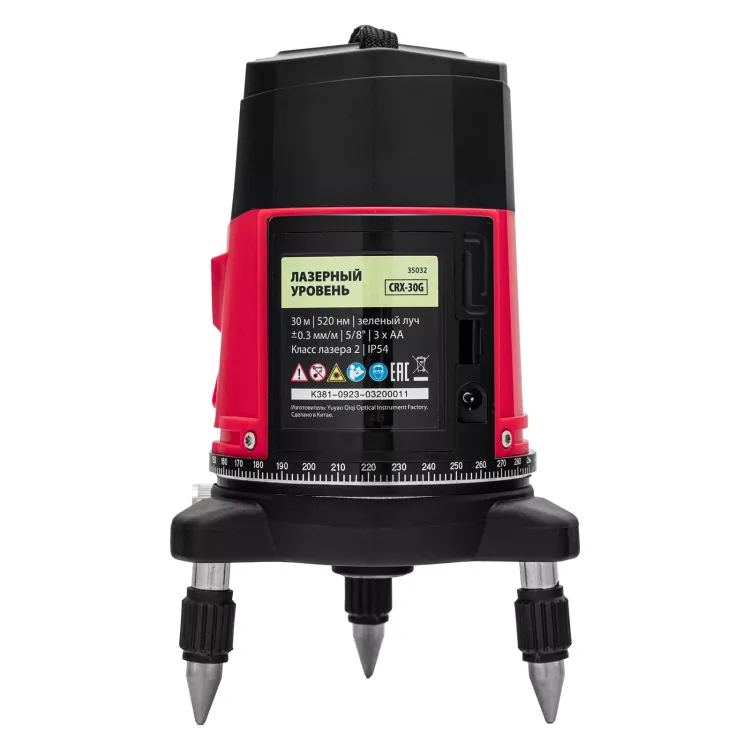 Лазерный уровень MTX CRX-30G, 30 м, зеленый луч, батарейки, резьба 5/8" 35032 купить в Челябинске