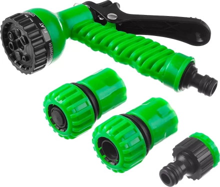 Набор поливочный РОСТОК: Распылитель пистолетный 7 поз., 2 соединителя 3/4&quot;, адаптер внешний 427369 купить в Челябинске