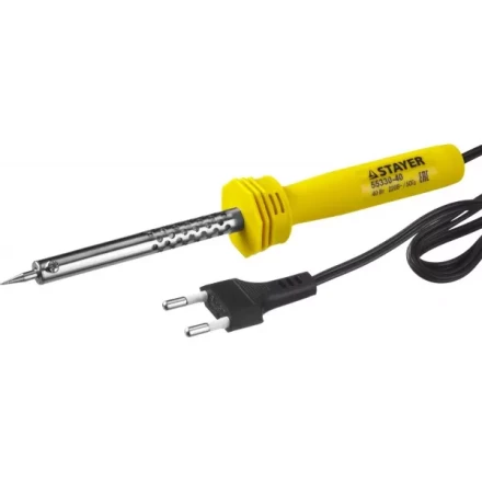 Паяльник STAYER &quot;STANDARD&quot; с пластмассовой рукояткой и долговечным жалом, 40 Вт, конус 55330-40 купить в Челябинске