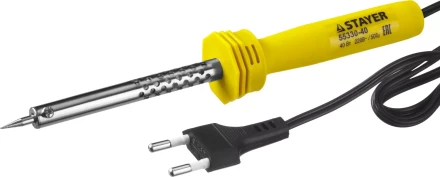 Паяльник STAYER &quot;STANDARD&quot; с пластмассовой рукояткой и долговечным жалом, 40 Вт, конус 55330-40 купить в Челябинске