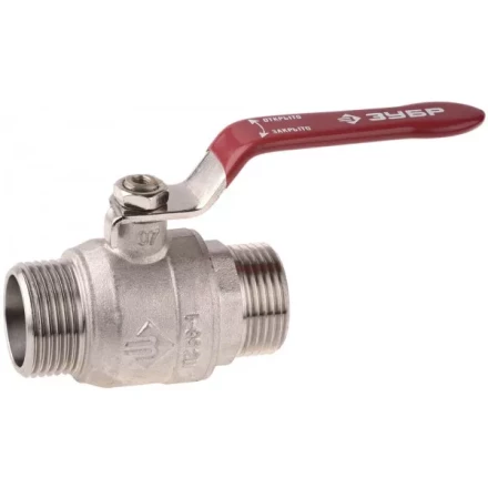 Кран ЗУБР шаровой 1/2&quot; полнопроходной &quot;папа-папа&quot;, ручка, никелированная латунь 51352-N-1/2 купить в Челябинске