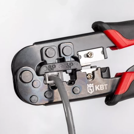 Кримпер многофункциональный КВТ JT-02 с 2 встроенными модулями для обжима RJ-45, RJ-12, RJ-11 (84626) купить в Челябинске