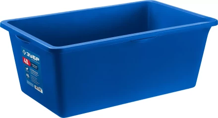 ЗУБР 40 л, первичный высокопрочный пластик, усиленный прямоугольный строительный таз (06096-45) купить в Челябинске