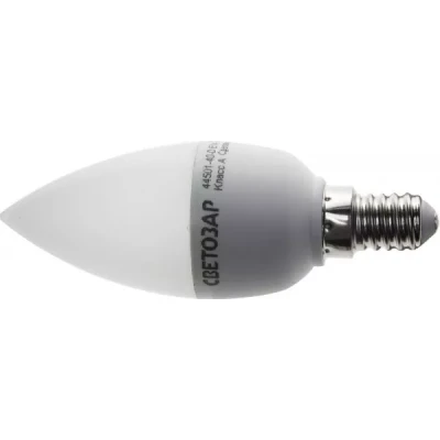 Лампа СВЕТОЗАР светодиод "LED technology", диммируемая, свеча, цоколь E14(миньон), тепл бел свет (2700К), 45 (5Вт), 220В 44501-40-D