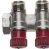 Коллектор GENERAL FITTINGS для горячей воды, вентили, никелированная латунь, вход 3/4" - 2 выхода 1/2" 51046-3/4-1/2-HT2 купить в Челябинске