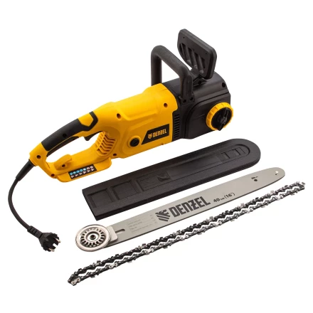 Пила цепная электрическая Denzel EDS-2000, 2 кВт,продольная, шина 40 см, шаг 3/8, паз 1.3 мм, 56 звеньев 95618 купить в Челябинске