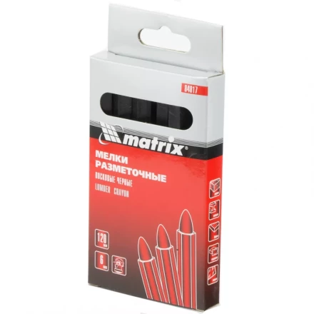 Мелки разметочные восковые черные 120мм коробка 6штук MATRIX 84817 купить в Челябинске