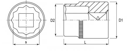 Головка торцевая 12-гранная 1/2&quot;DR 9 мм  S04H4909 Jonnesway 48149 купить в Челябинске