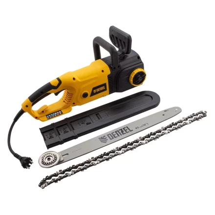 Пила цепная электрическая Denzel EDS-2200 2.2 кВт продольная шина 45 см шаг 3/8 паз 1.3 мм 62 звена 95619 купить в Челябинске