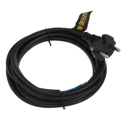 Шнур сетевой Denzel Energy Series, ПВС, 3 м, 2 x 1 мм, с неразборной вилкой, черный, 3 м, 37665