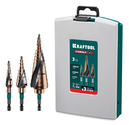 Набор ступенчатых сверл, сталь c кобальтом, спиральная проточка, 3Т хвостовик 29691-4-32-H3 купить в Челябинске