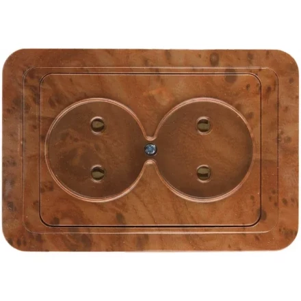 Розетка СВЕТОЗАР &quot;ГАММА&quot; без заземления, двойная, цвет орех, 16А/~250В SV-54102-N купить в Челябинске