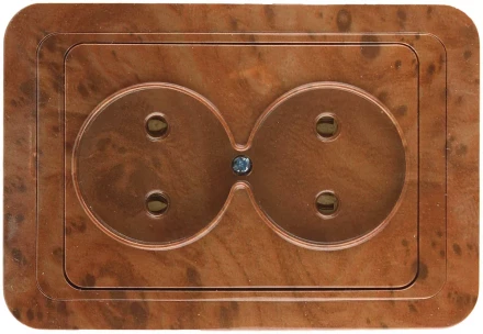 Розетка СВЕТОЗАР &quot;ГАММА&quot; без заземления, двойная, цвет орех, 16А/~250В SV-54102-N купить в Челябинске