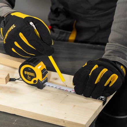 Рулетка Denzel 5м х 19мм, двухкомп. корпус, кнопка-пауза, 31542 купить в Челябинске