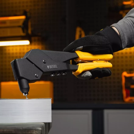 Заклепочник ручной Denzel, 285 мм, поворотный, 0-360, заклепки 2,4-3,2-4,0-4,8 мм, купить в Челябинске