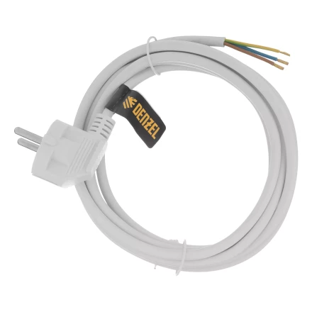 Шнур сетевой Denzel Energy Series, ПВС, 3 м, 3 x 1 мм, с неразборной вилкой, белый, 3 м, 37666 купить в Челябинске