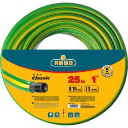 Шланг RACO &quot;CLASSIC&quot; поливочный, 15атм., армированный, 3-х слойный, 1&quot;х25м 40306-1-25