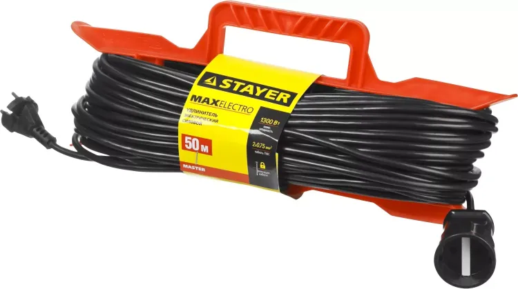 Удлинитель электрический "MAXElectro" на рамке, 50 м, 1 гнездо, STAYER 55018-50 купить в Челябинске