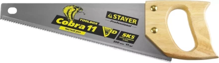 Ножовка многоцелевая компактная (пила) COBRA TOOLBOX 350 мм,11 TPI, прямой мелкий зуб, точный рез вдоль и поперек волокон разных материалов, STAYER 1515-35 купить в Челябинске