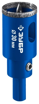 ЗУБР АГК d 30 мм (центр. сверло, трехгр. хвост, Р60), Алмазная коронка, Профессионал (29850-30) купить в Челябинске