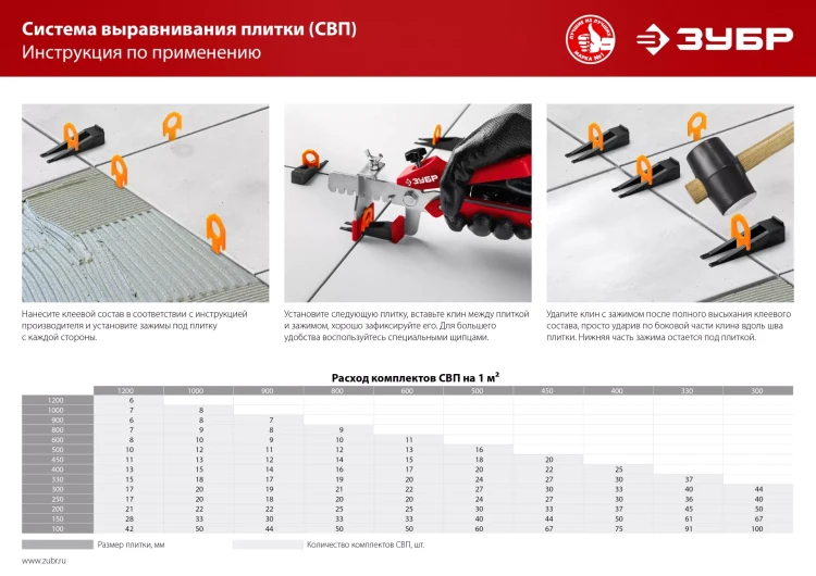ЗУБР КОЛЬЦО, клин 50 шт, система выравнивания плитки (3387-50) купить в Челябинске