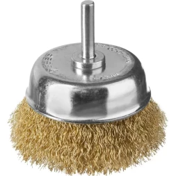 ЗУБР "ПРОФЕССИОНАЛ". Щетка чашечная для дрели, витая латунированная стальная проволока 0,3мм, 75мм 3525-075_z02