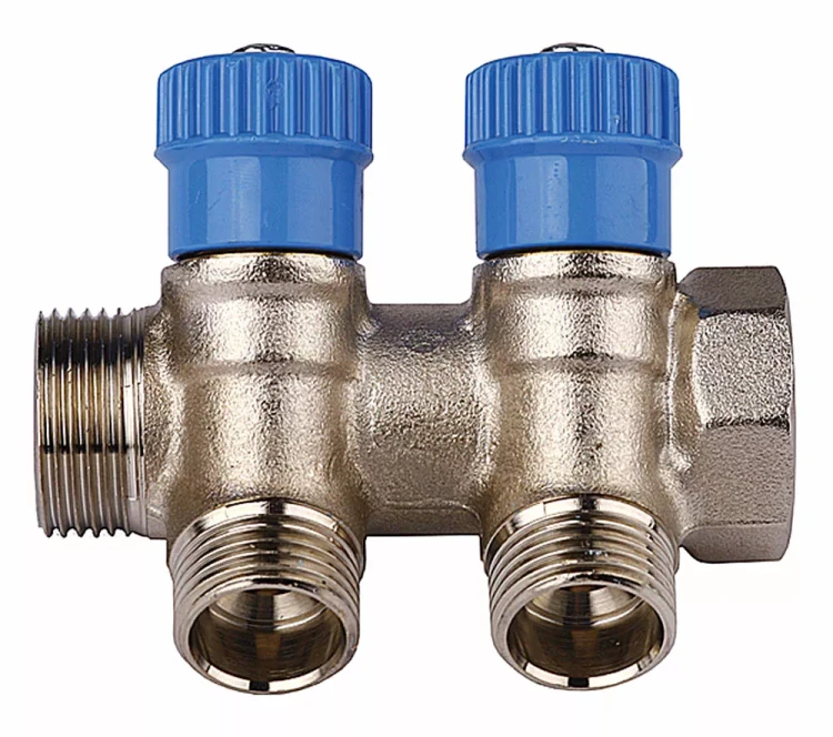 Коллектор GENERAL FITTINGS для холодной воды, вентили, никелированная латунь, вход 3/4" - 4 выхода 1/2" 51046-3/4-1/2-CT4 купить в Челябинске