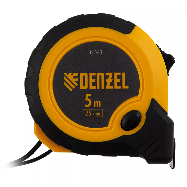 Рулетка Denzel 5м х 25мм, двухкомп. корпус, кнопка-пауза, 31543 купить в Челябинске