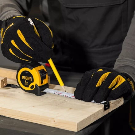 Рулетка Denzel 5м х 25мм, двухкомп. корпус, кнопка-пауза, 31543 купить в Челябинске