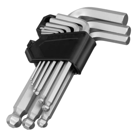 Набор ключей имбусовых, HEX, 2-12 мм, CrV, 9 шт., с шаром Сибртех 123637 купить в Челябинске