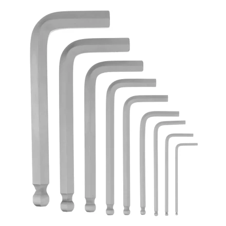 Набор ключей имбусовых, HEX, 2-12 мм, CrV, 9 шт., с шаром Сибртех 123637 купить в Челябинске