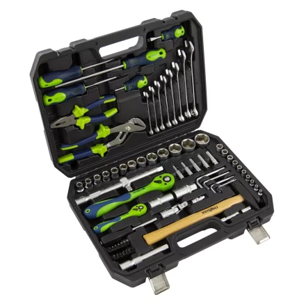 Набор инструментов 76 предметов CrV, 1/2&quot;, 1/4&quot; Сибртех 13528 купить в Челябинске