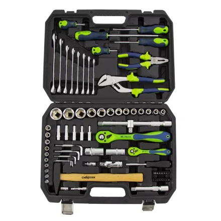 Набор инструментов 76 предметов CrV, 1/2&quot;, 1/4&quot; Сибртех 13528 купить в Челябинске