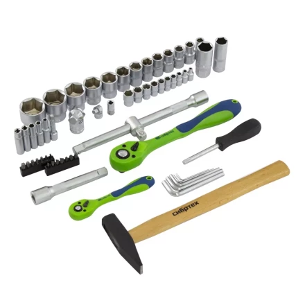 Набор инструментов 76 предметов CrV, 1/2&quot;, 1/4&quot; Сибртех 13528 купить в Челябинске