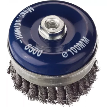 DEXX. Щетка чашечная усиленная для УШМ, жгутированная стальная проволока 0,5мм, 100ммхМ14 35106-100 купить в Челябинске