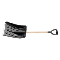 Лопата для уборки снега пластиковая, 275 х 365 х 865 мм, деревянный черенок, Sparta 61639