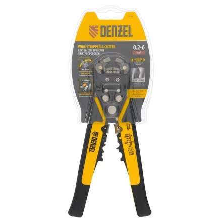 Щипцы для зачистки электропроводов 0,2-6 мм2, функция обрезания проводов Denzel 17742 купить в Челябинске