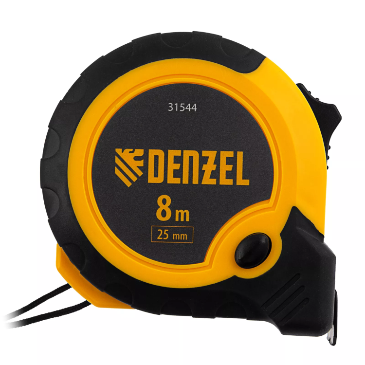 Рулетка Denzel 8м х 25мм, двухкомп. корпус, кнопка-пауза, 31544 купить в Челябинске