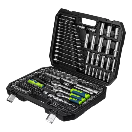 Набор инструментов Сибртех 14170, 1/2&quot;, 3/8&quot;, 1/4&quot;, пластиковый кейс 215 предм. купить в Челябинске