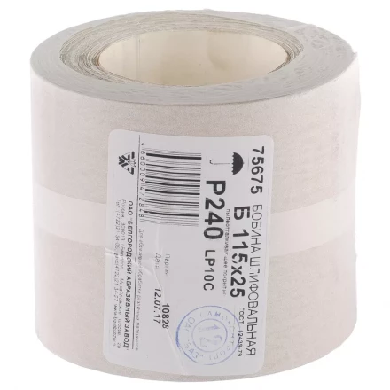 Шкурка на бумажной основе LP10C Р240 рулон 115 мм х 25м БАЗ артикул 75675 купить в Челябинске